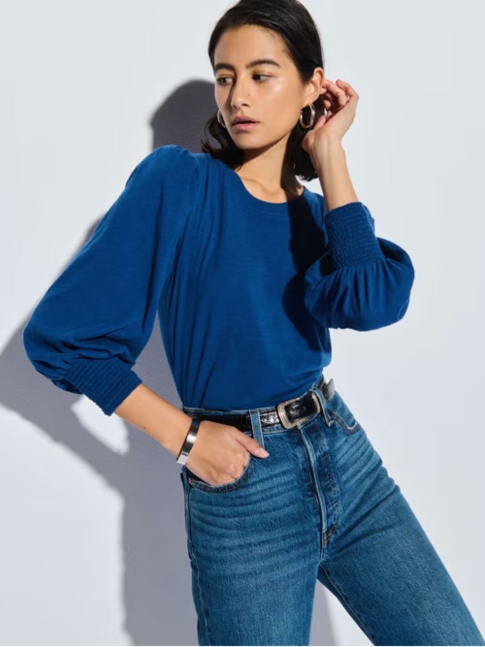 Nation Los Angeles Loren Long Sleeved Tee in Galaxy Blue